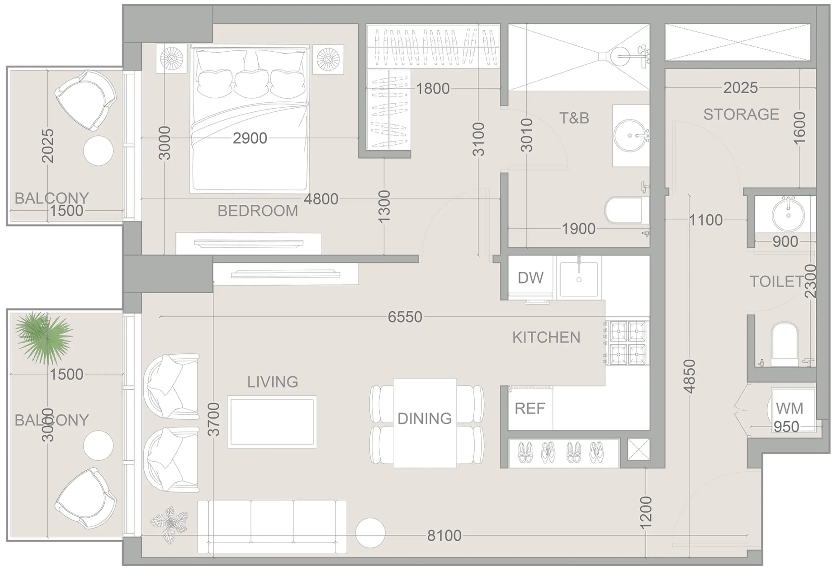 Floor plan — 1.5 BR