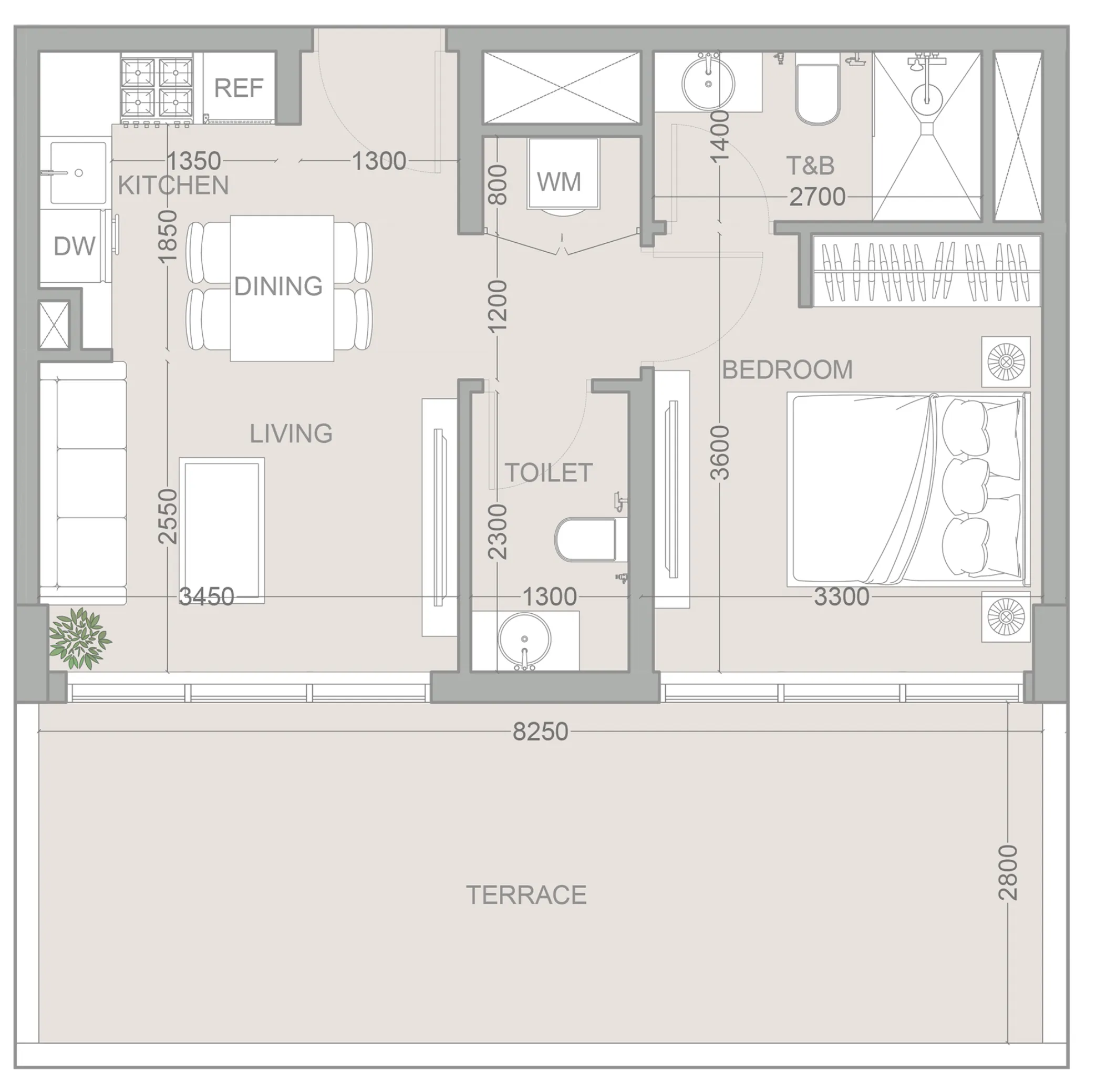 Floor plan — 1 BR