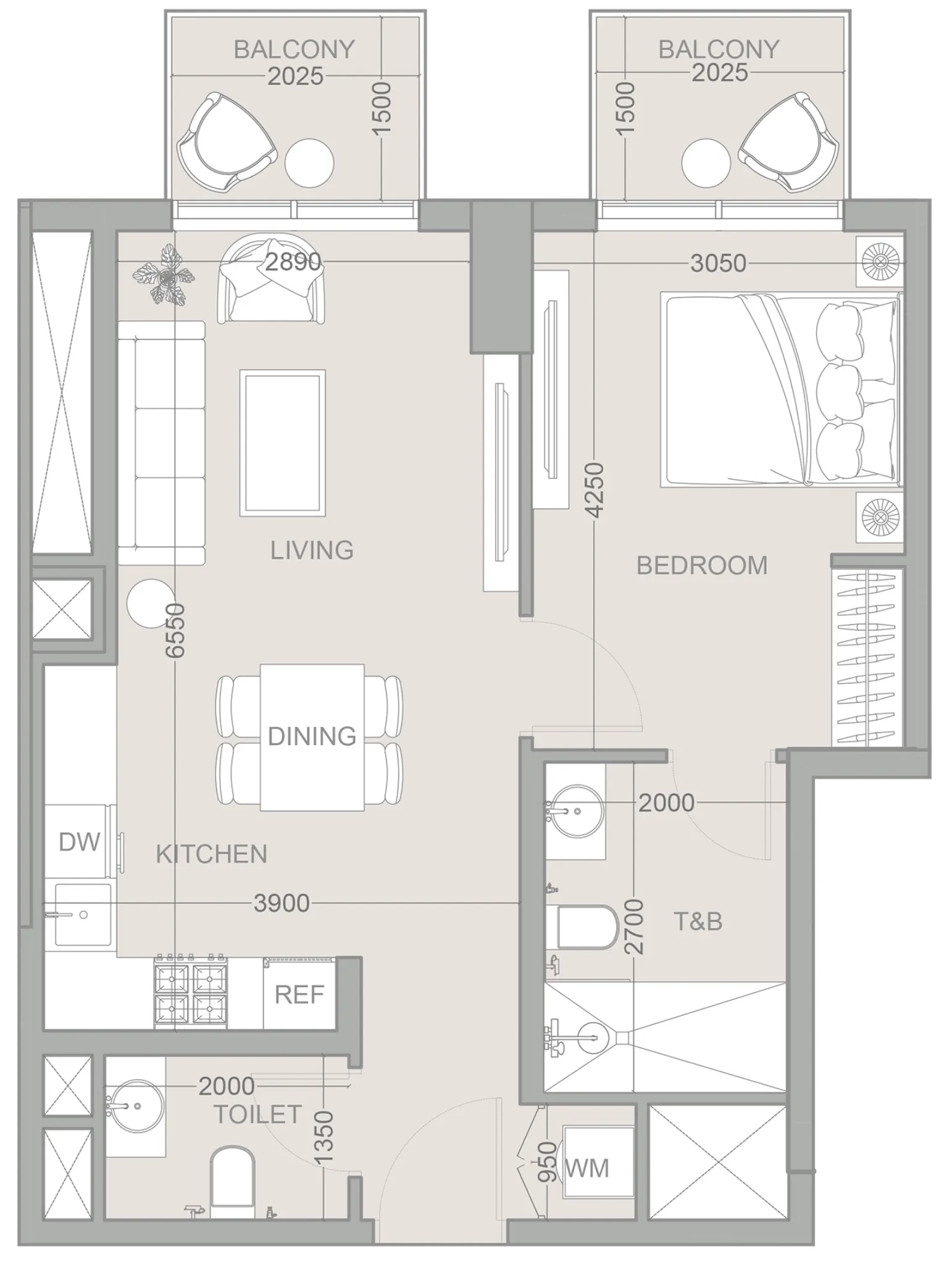 Floor plan — 1 BR