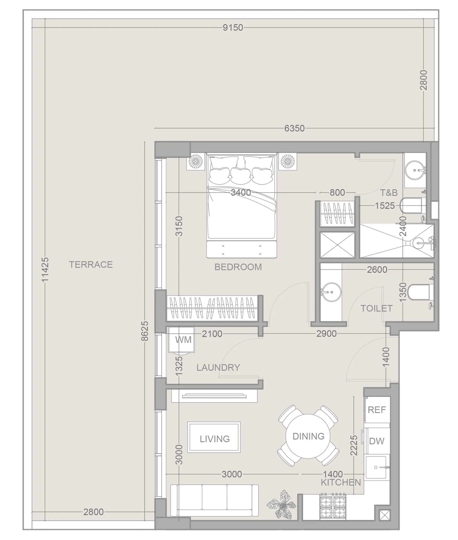 Floor plan — 1 BR
