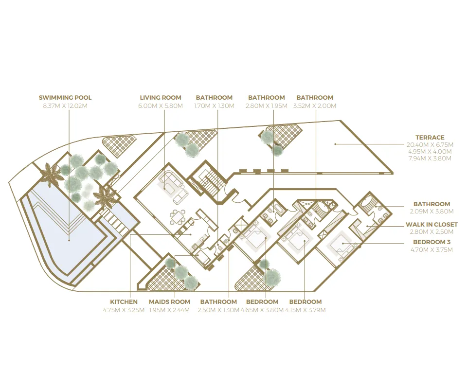 Floor plan — 3 BR