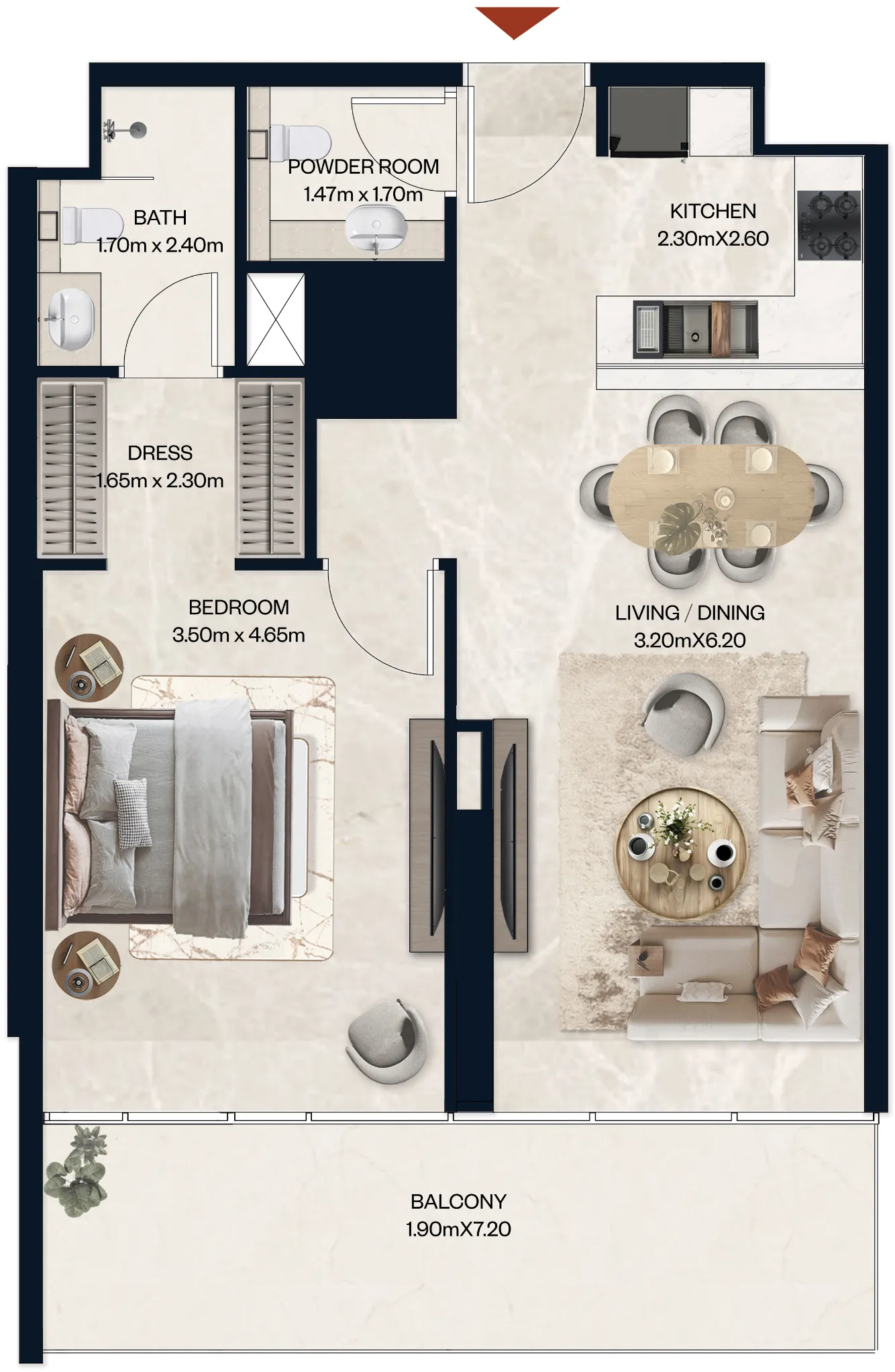 Floor plan — 1 BR