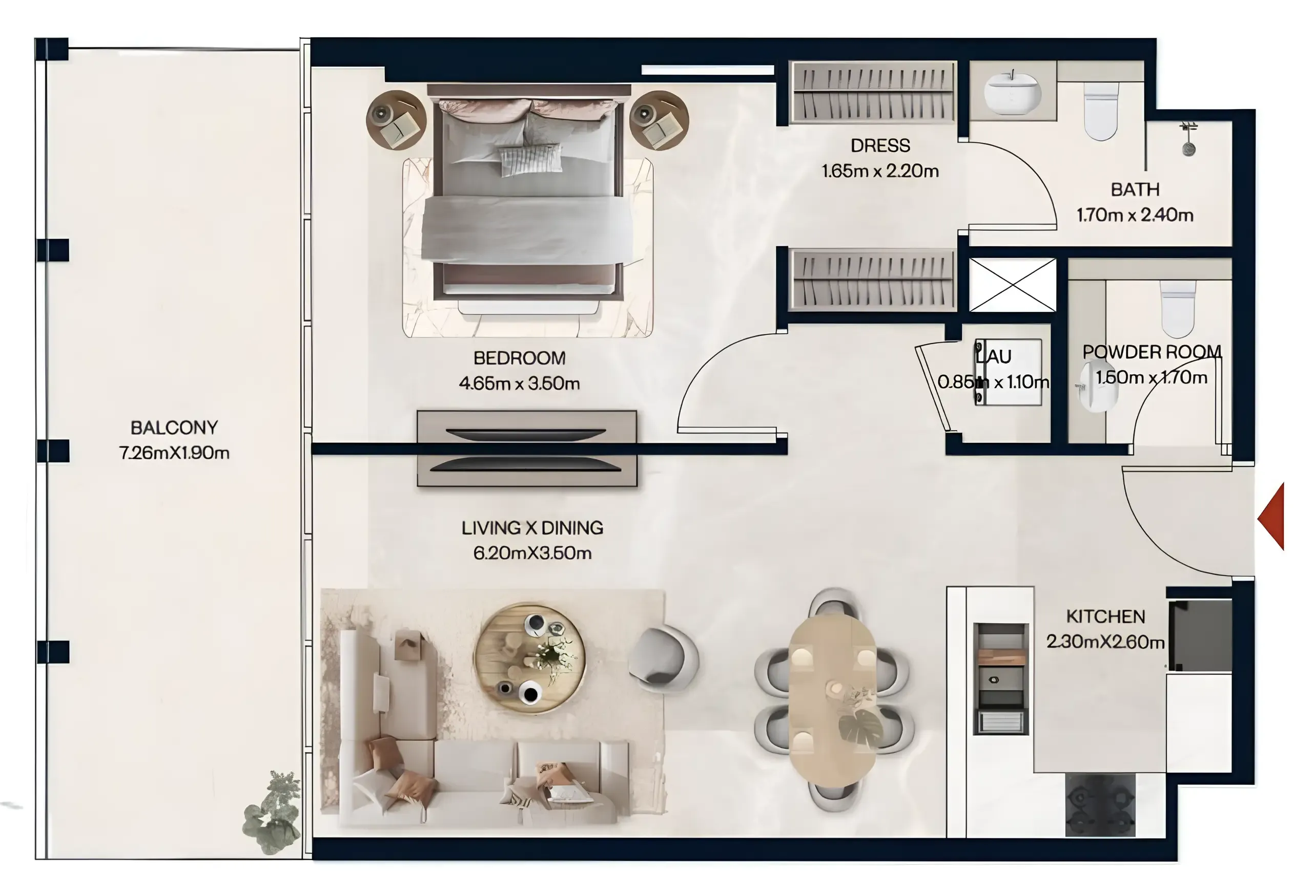 Floor plan — 1 BR