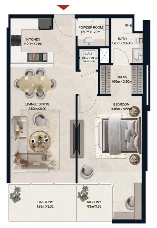 Floor plan — 1 BR