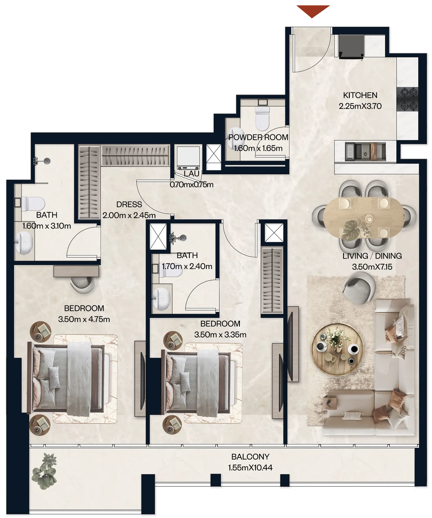 Floor plan — 2 BR