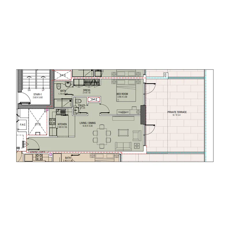 Floor plan — 1 BR