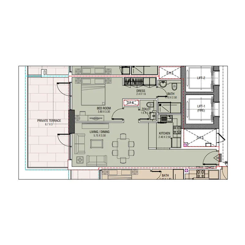Floor plan — 1 BR