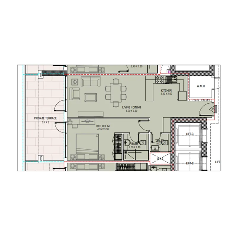 Floor plan — 1 BR