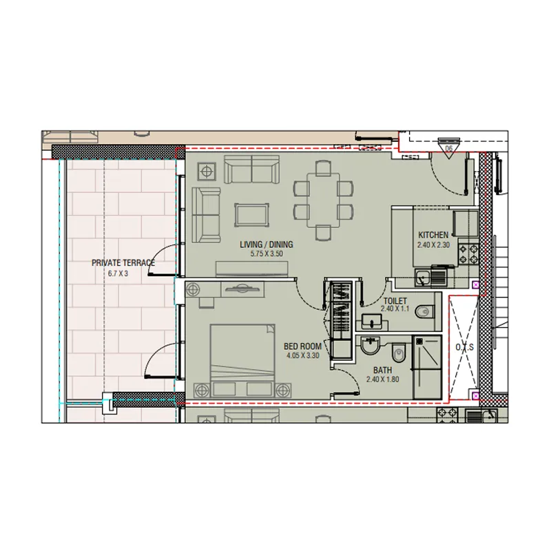 Floor plan — 1 BR