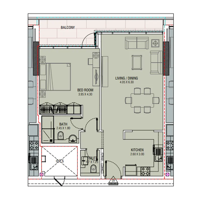 Floor plan — 1 BR