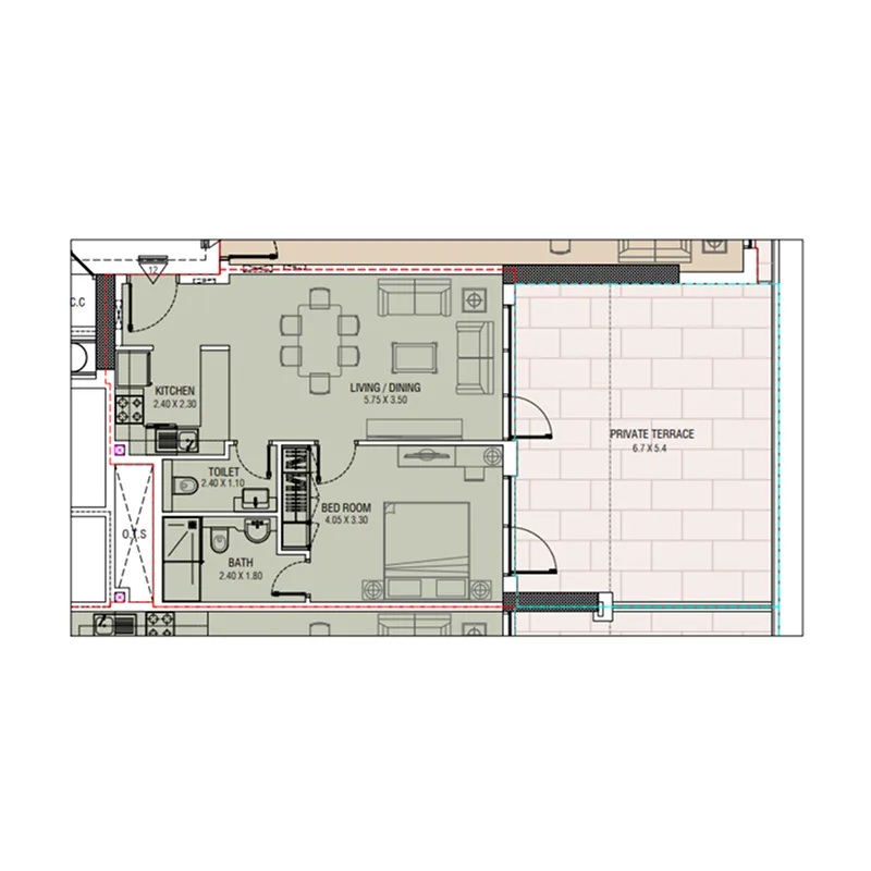 Floor plan — 1 BR