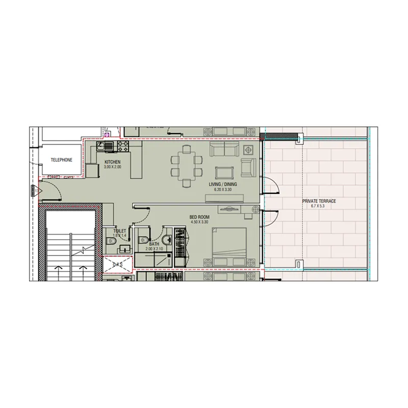 Floor plan — 1 BR