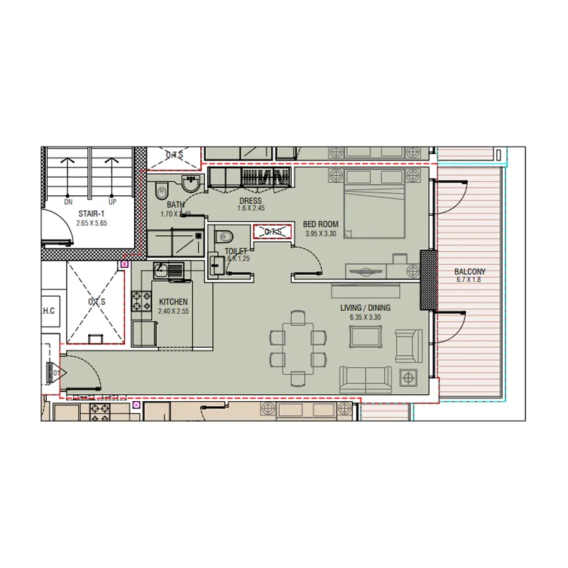 Floor plan — 1 BR