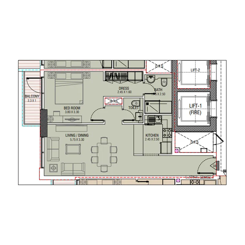 Floor plan — 1 BR