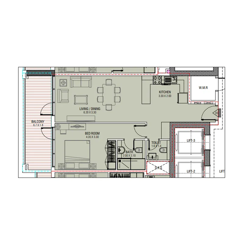 Floor plan — 1 BR