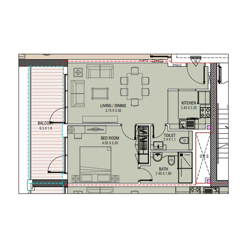 Floor plan — 1 BR