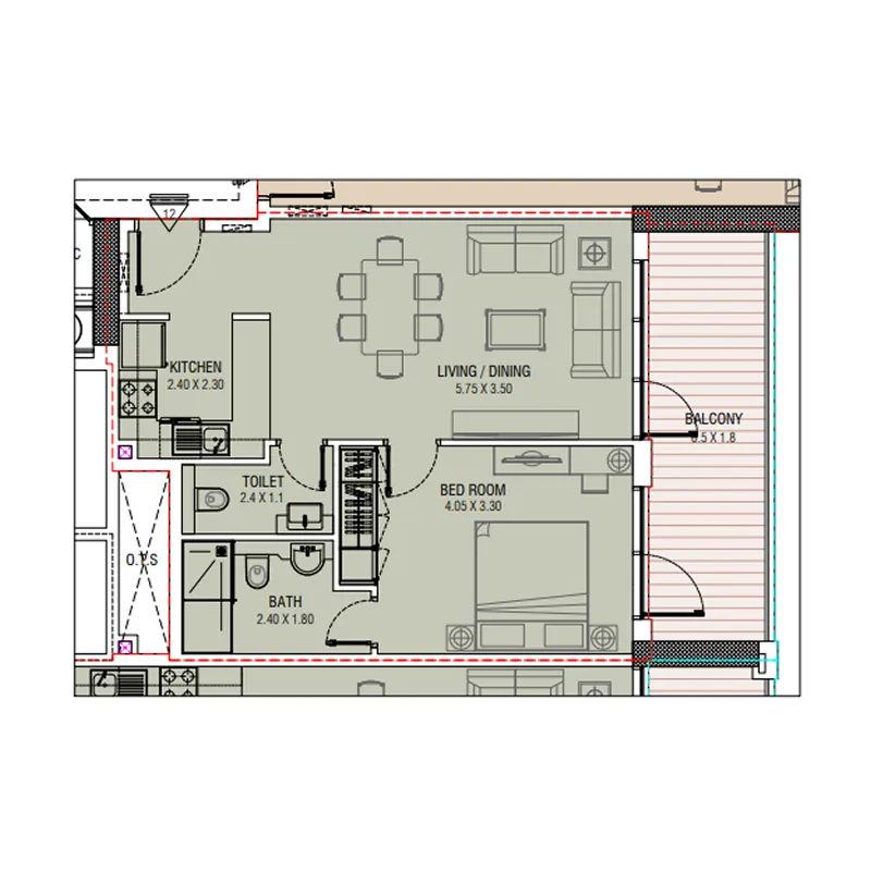 Floor plan — 1 BR