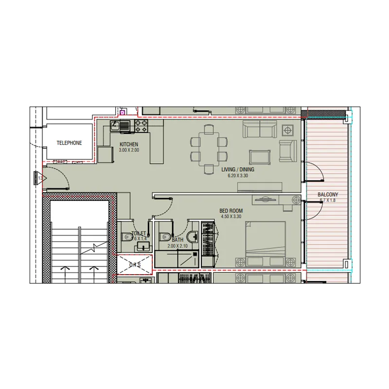 Floor plan — 1 BR