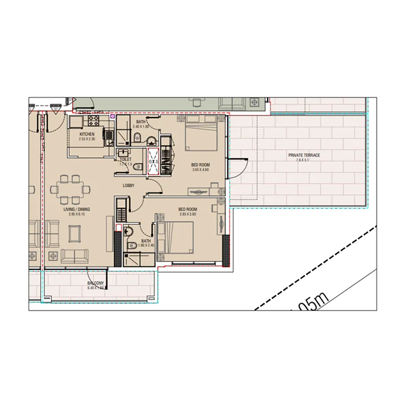 Floor plan — 2 BR