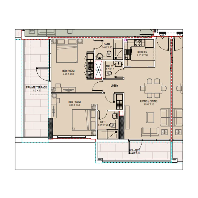 Floor plan — 2 BR