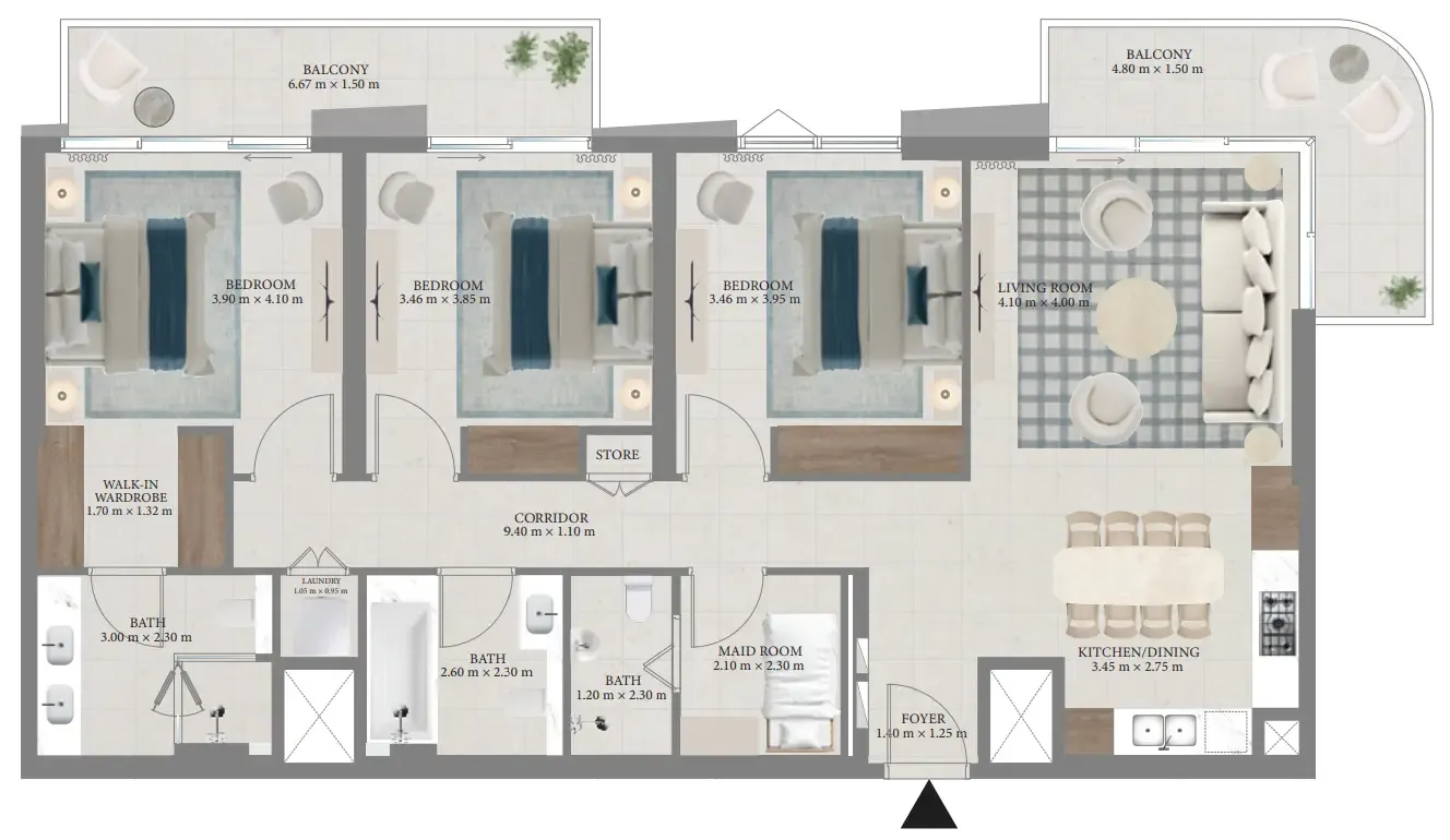 Floor plan — 3 BR