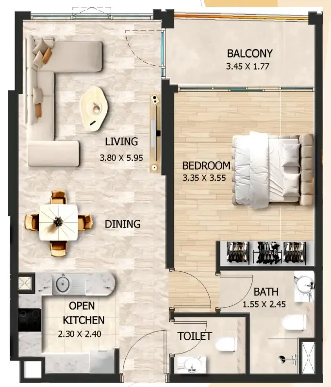 Floor plan — 1 BR