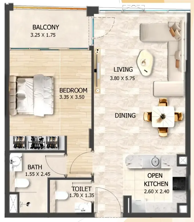 Floor plan — 1 BR