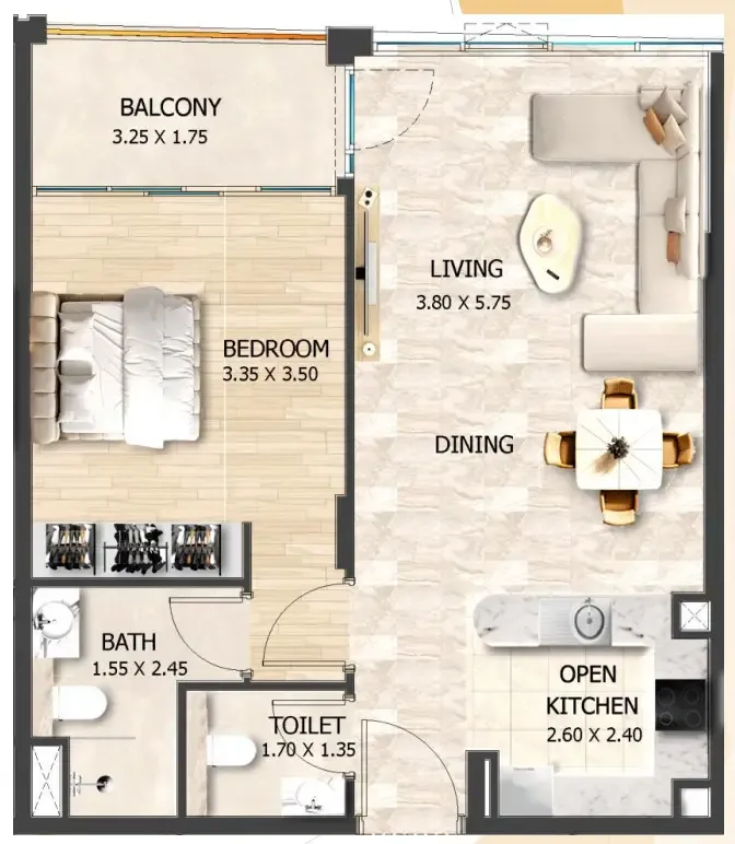 Floor plan — 1 BR