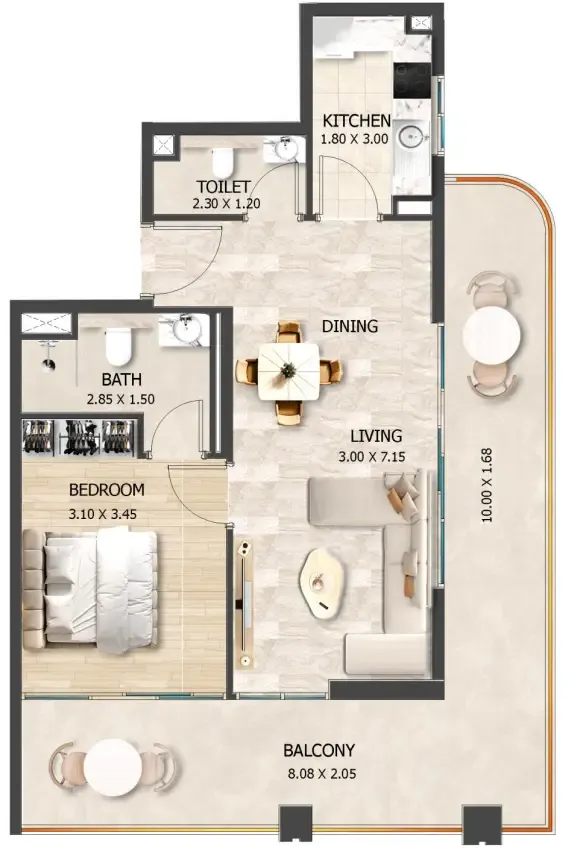Floor plan — 1 BR