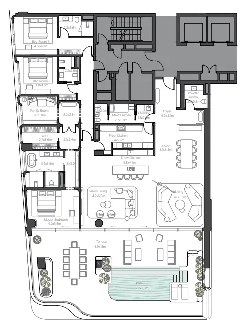 Floor plan — 3 BR