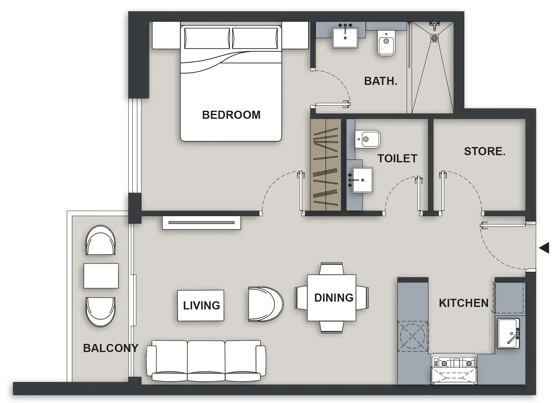 Floor plan — 1 BR