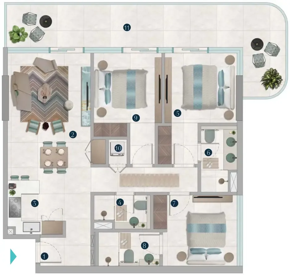 Floor plan — 3 BR