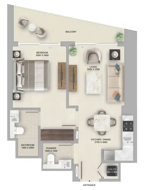 Floor plan — 1 BR
