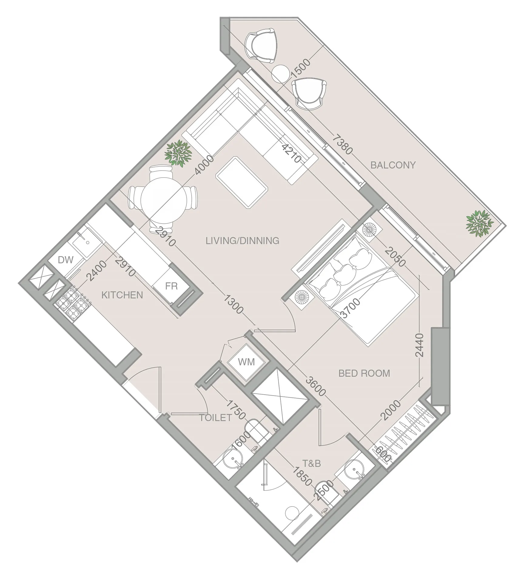 Floor plan — 1 BR