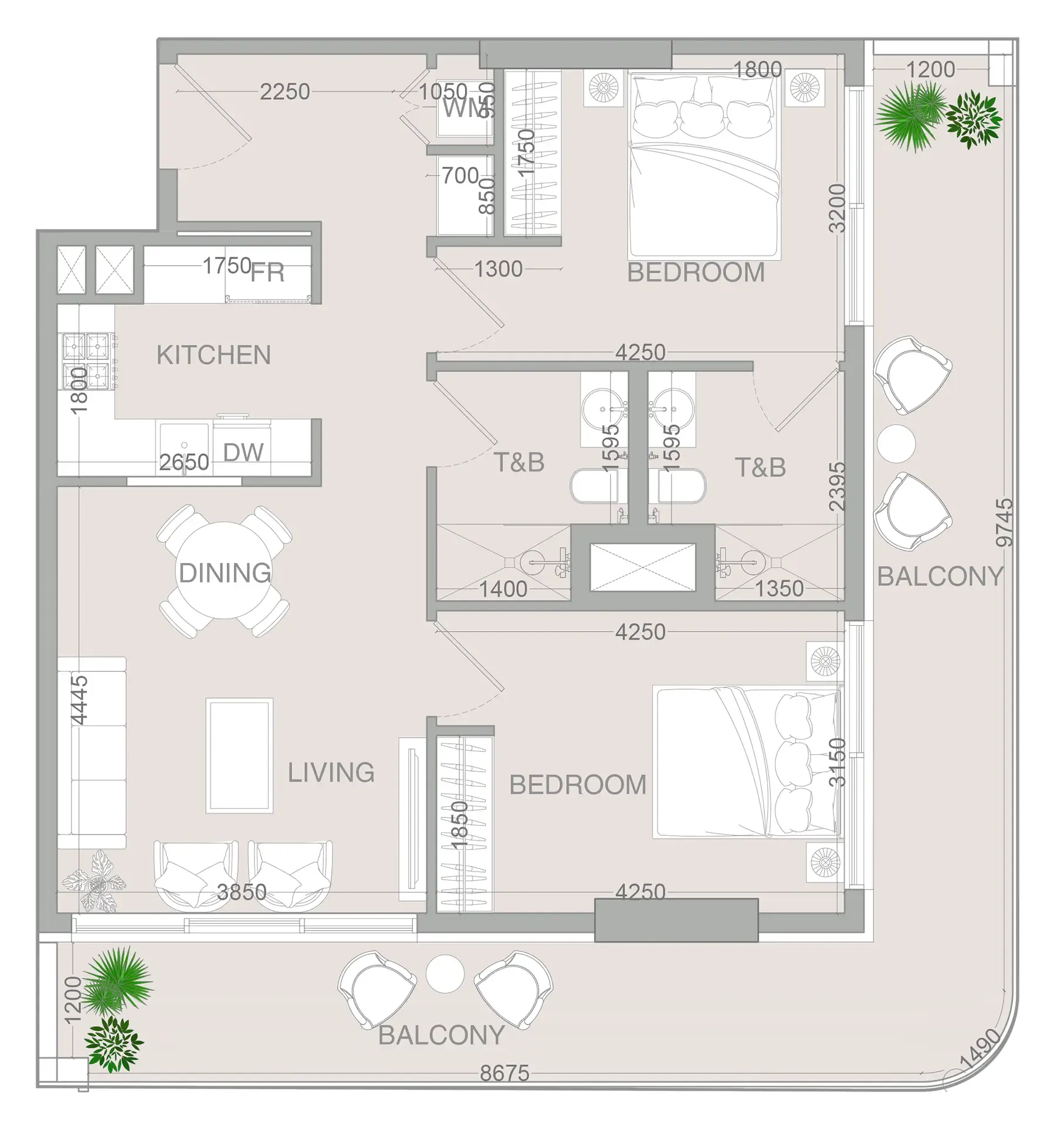 Floor plan — 2 BR