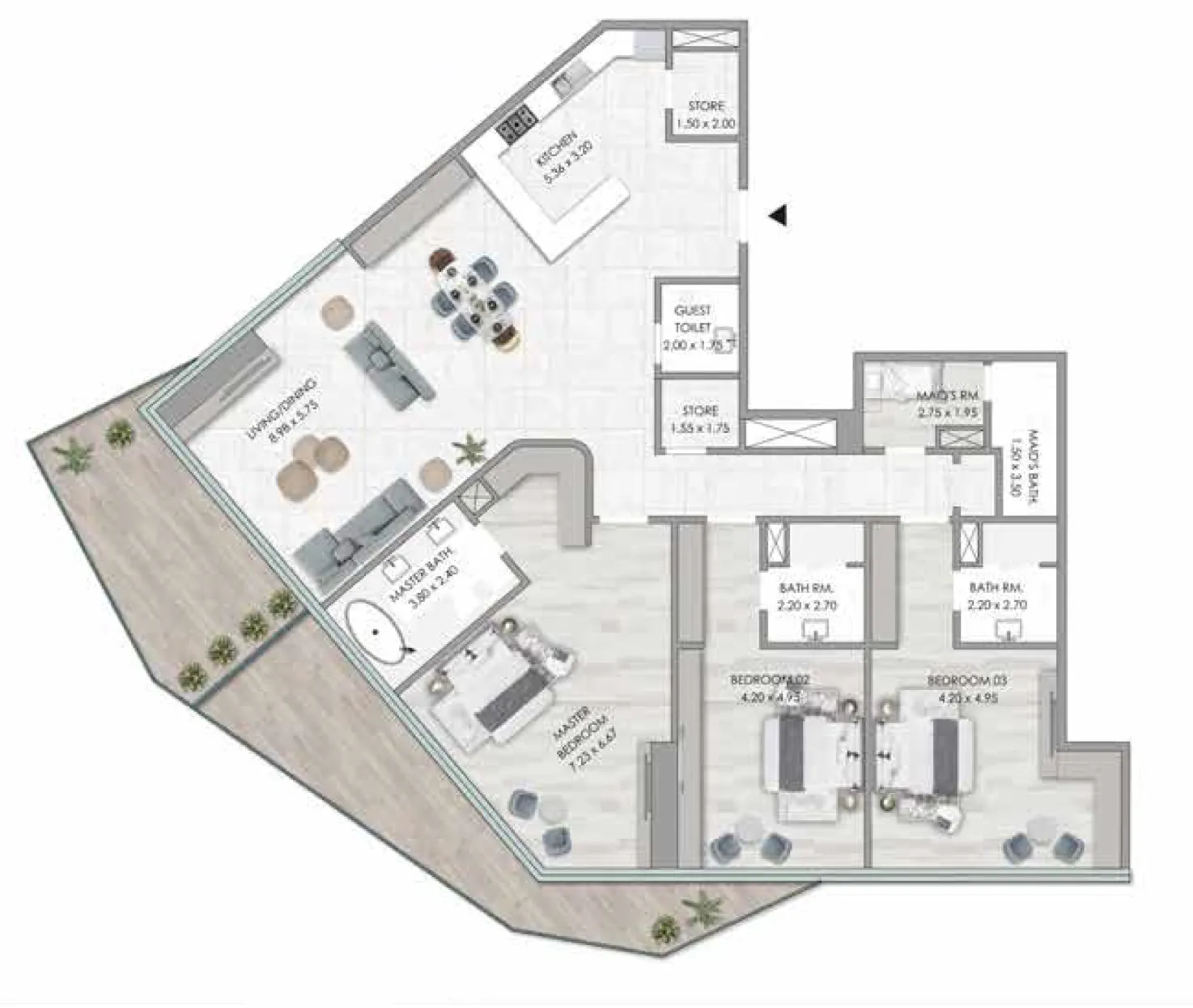 Floor plan — 3 BR