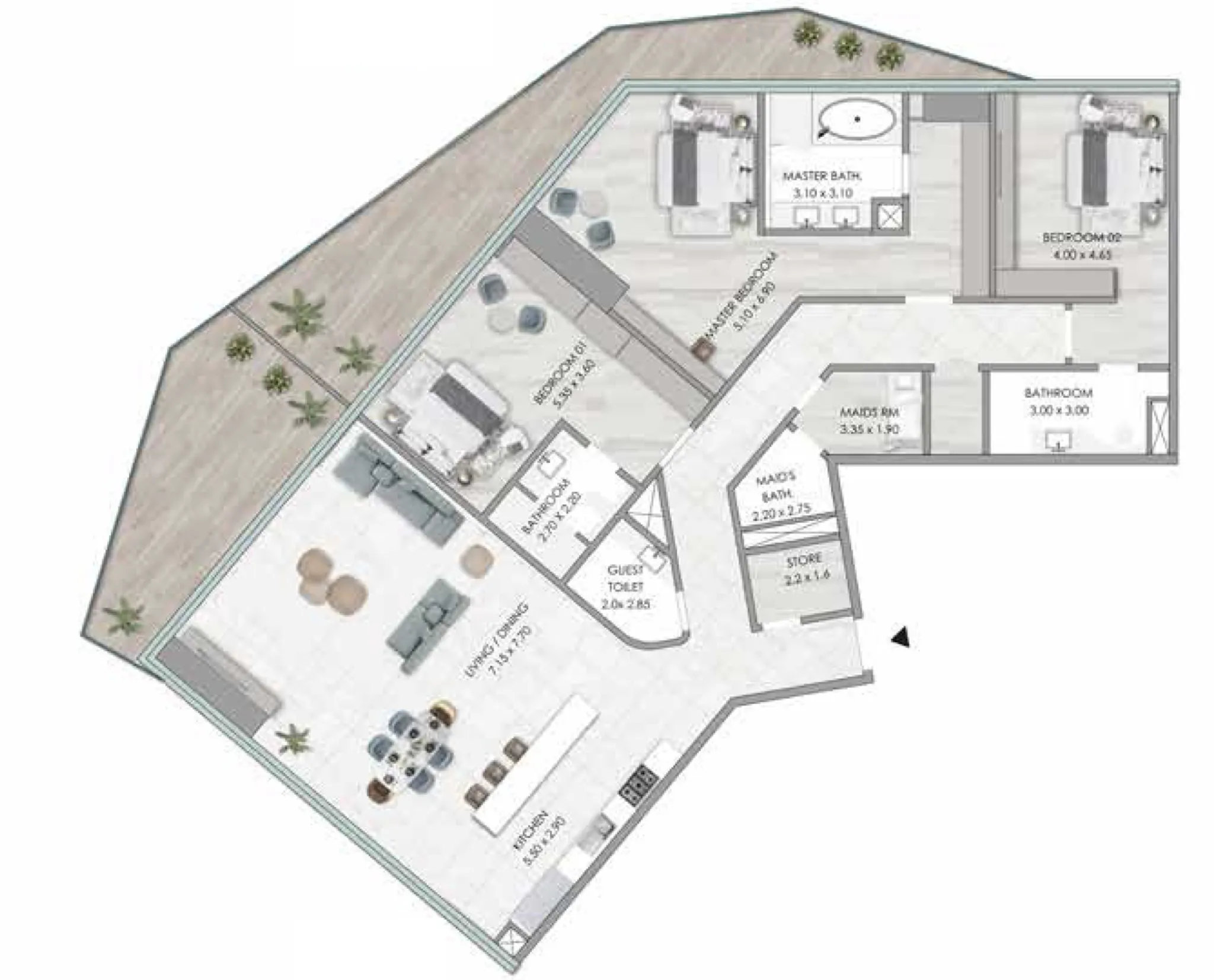 Floor plan — 3 BR