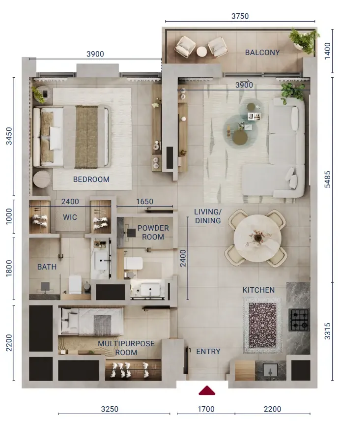 Floor plan — 1 BR