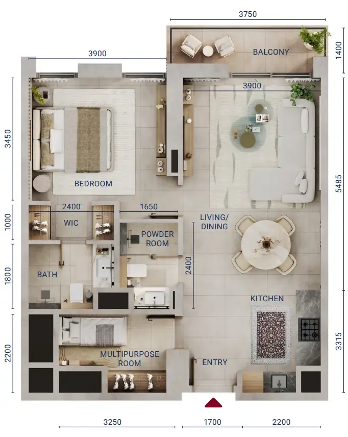 Floor plan — 1 BR