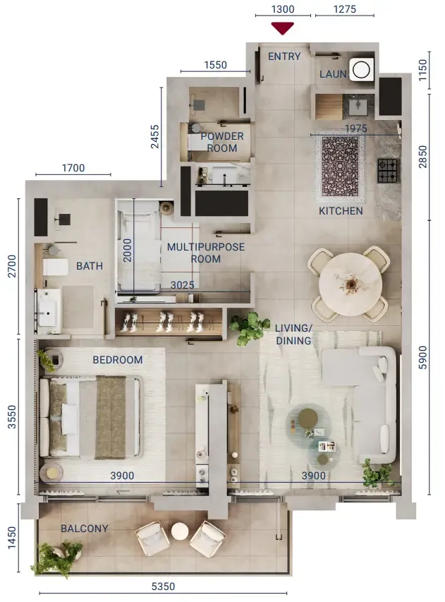 Floor plan — 1 BR