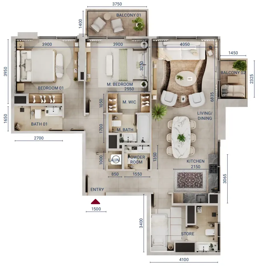 Floor plan — 2 BR
