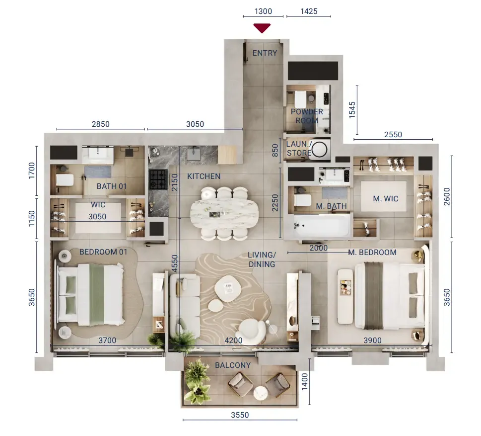 Floor plan — 2 BR