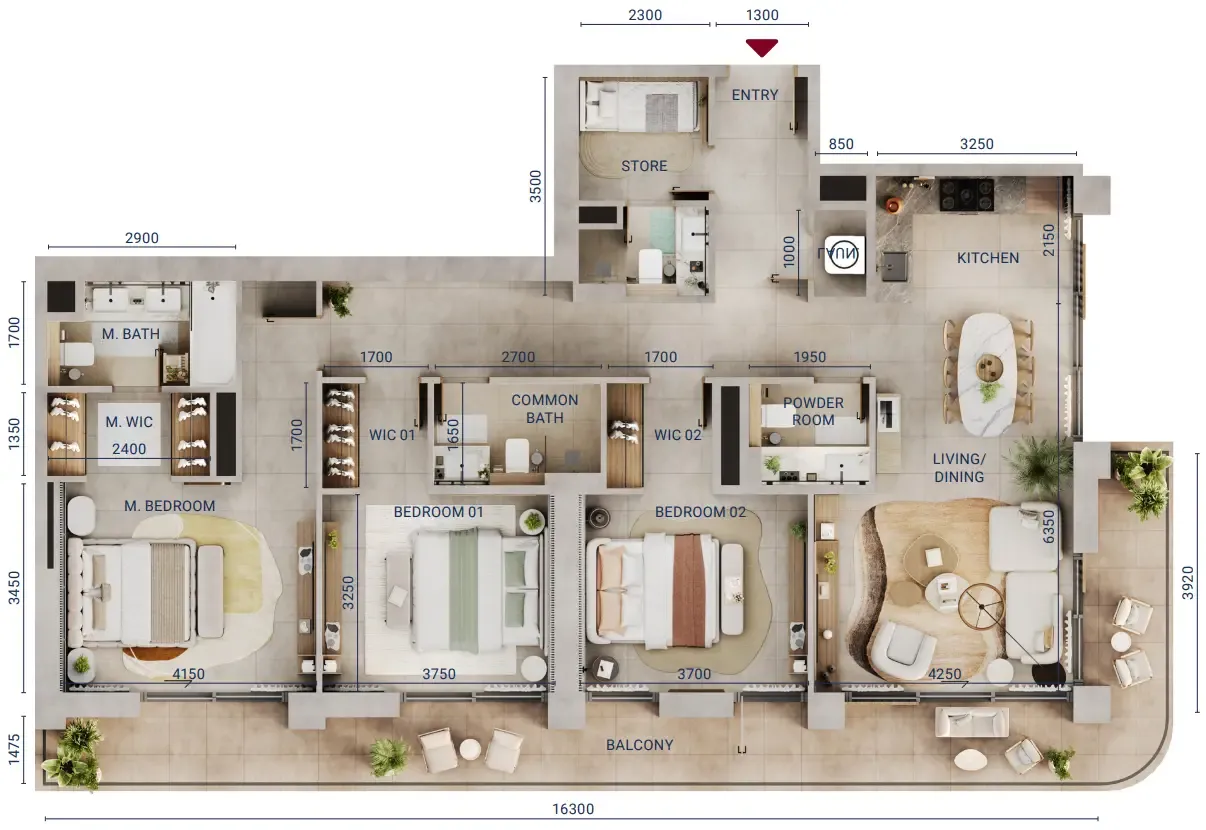 Floor plan — 3 BR