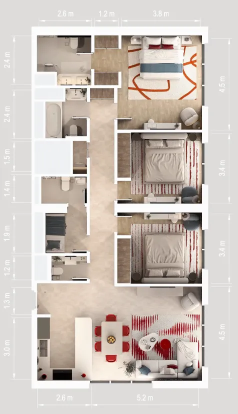 Floor plan — 3 BR
