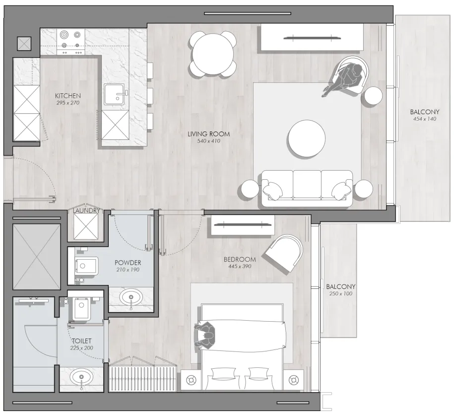 Floor plan — 1 BR
