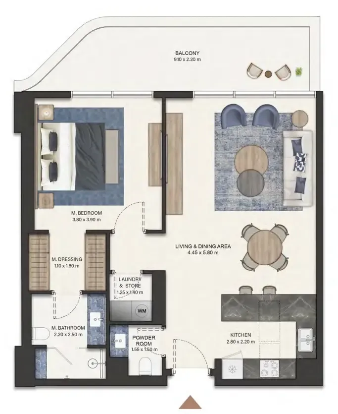 Floor plan — 1 BR