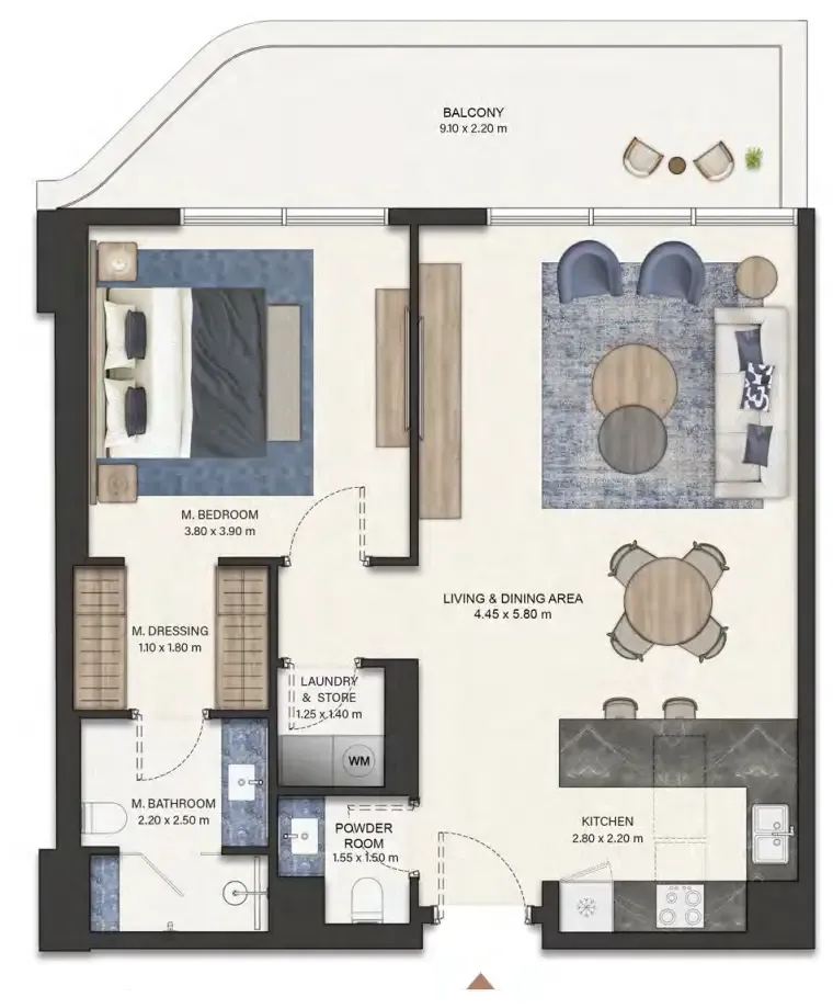 Floor plan — 1 BR