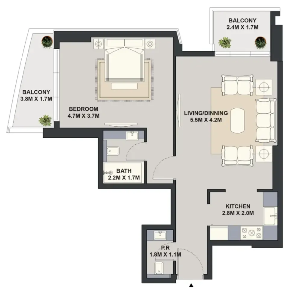 Floor plan — 1 BR
