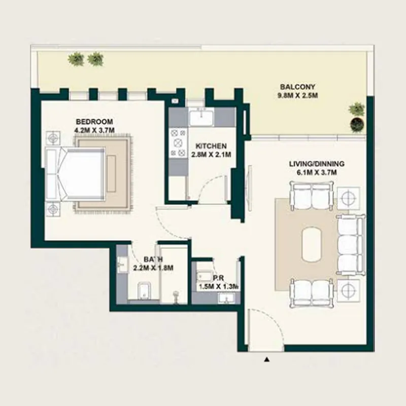 Floor plan — 1 BR