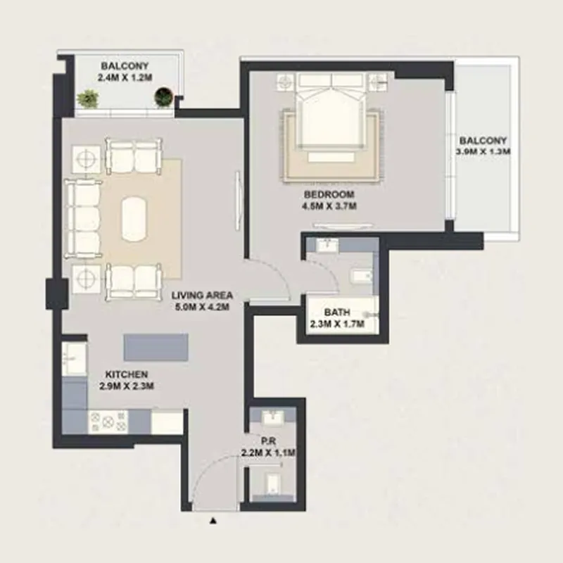 Floor plan — 1 BR